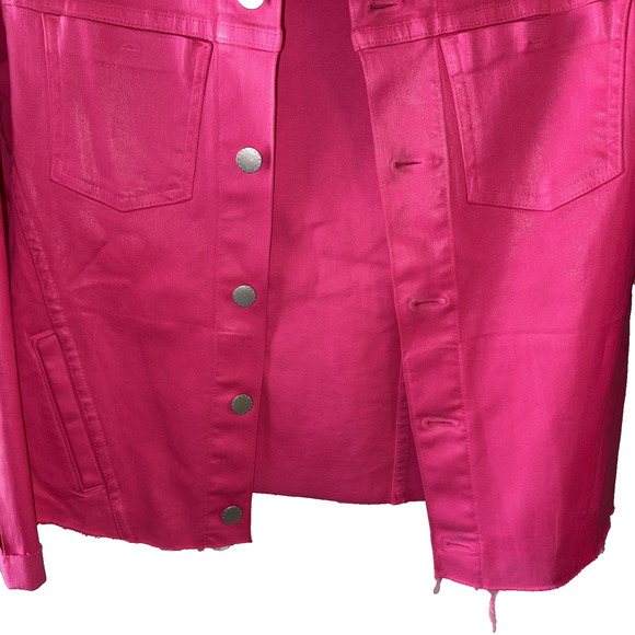 L'AGENCE Janelle Got Pink Coated Jean Jacket Barbie Core Size M - Picture 5 of 15